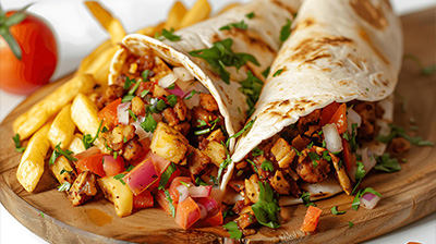 Foto von Gyros und Pommes